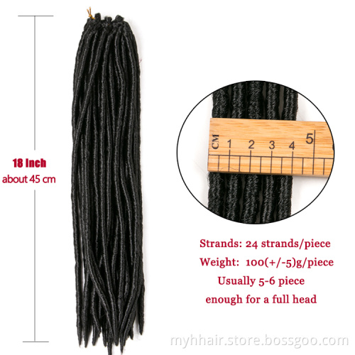 Pure Color 18 Inch Braids Straight Locs 24 Strands/Piece Crochet Braids Hair Extension Afro Synthetic Hair Fiber